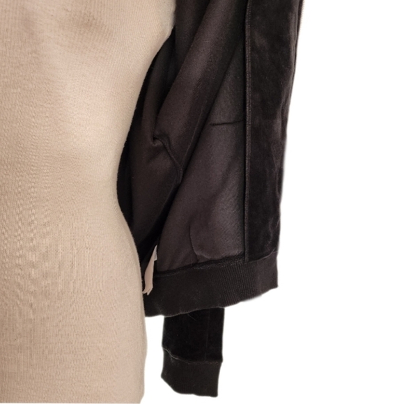 Michael Kors Velvet w Faux Fur Detail  & Metal Zipper Hoodie Jacket Blac… - Picture 7 of 15